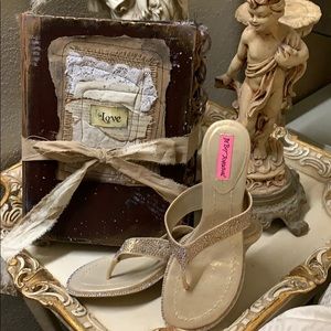 Betsy Johnson crystal encrusted thong sandals